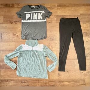 PINK by Victoria’s Secret 3 three piece outfit Sz small shirt Leggings